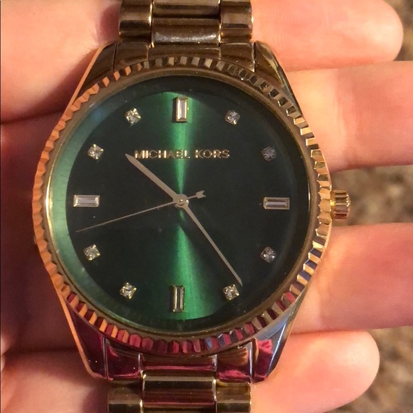 michael kors gold green watch